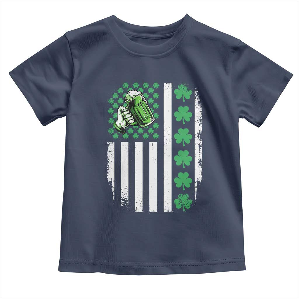 Irish Patriotic USA Flag With Shamrocks Gift Toddler T Shirt TS12 Navy Print Your Wear