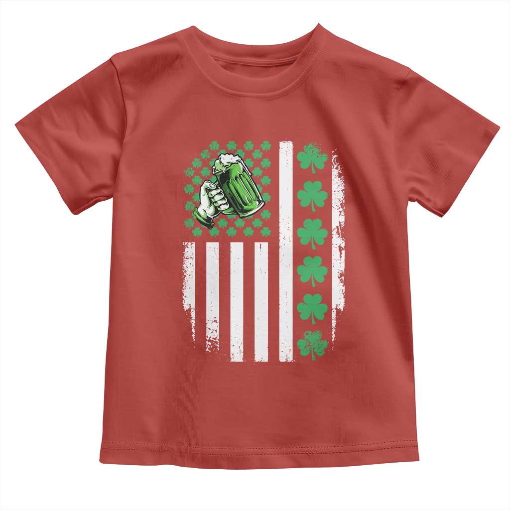 Irish Patriotic USA Flag With Shamrocks Gift Toddler T Shirt TS12 Red Print Your Wear