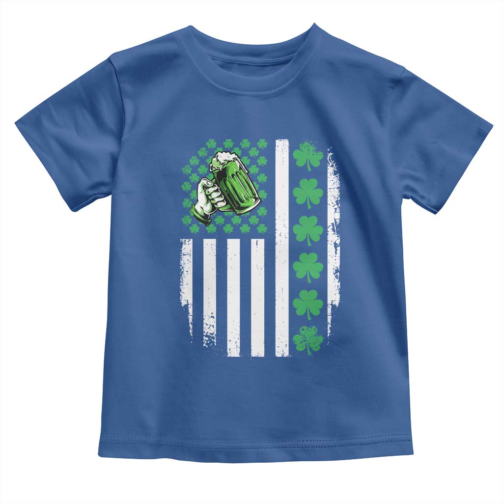 Irish Patriotic USA Flag With Shamrocks Gift Toddler T Shirt TS12 Royal Blue Print Your Wear