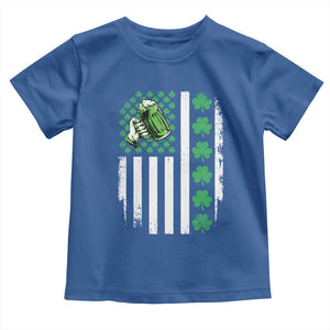 Irish Patriotic USA Flag With Shamrocks Gift Toddler T Shirt TS12 Royal Blue Print Your Wear