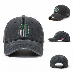 Irish Patriotic USA Flag With Shamrocks Gift Washed Cotton Baseball Cap TS12 Washed Cap Universal Fit Dark Gray Print Your Wear