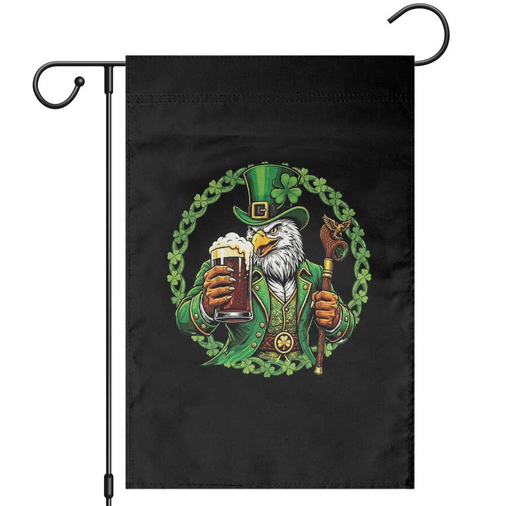 Irish Patriotic Eagle Leprechaun Garden Flag St Patricks Day Gift TS12 Black Print Your Wear