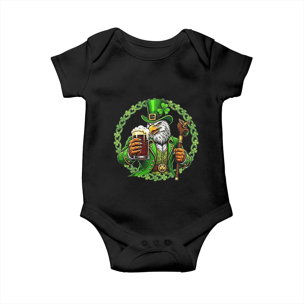 Irish Patriotic Eagle Leprechaun Baby Onesie St Patricks Day Gift TS12 Black Print Your Wear