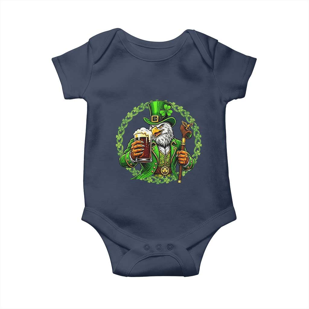 Irish Patriotic Eagle Leprechaun Baby Onesie St Patricks Day Gift TS12 Navy Print Your Wear