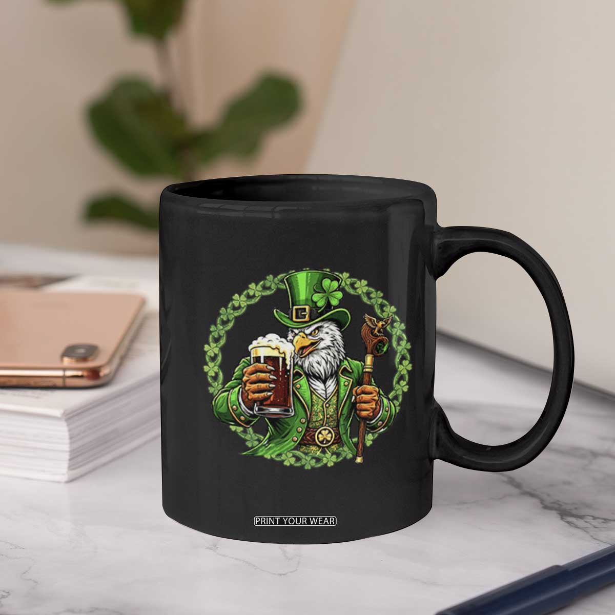 Irish Patriotic Eagle Leprechaun Coffee Mug St Patricks Day Gift TS12 Print Your Wear