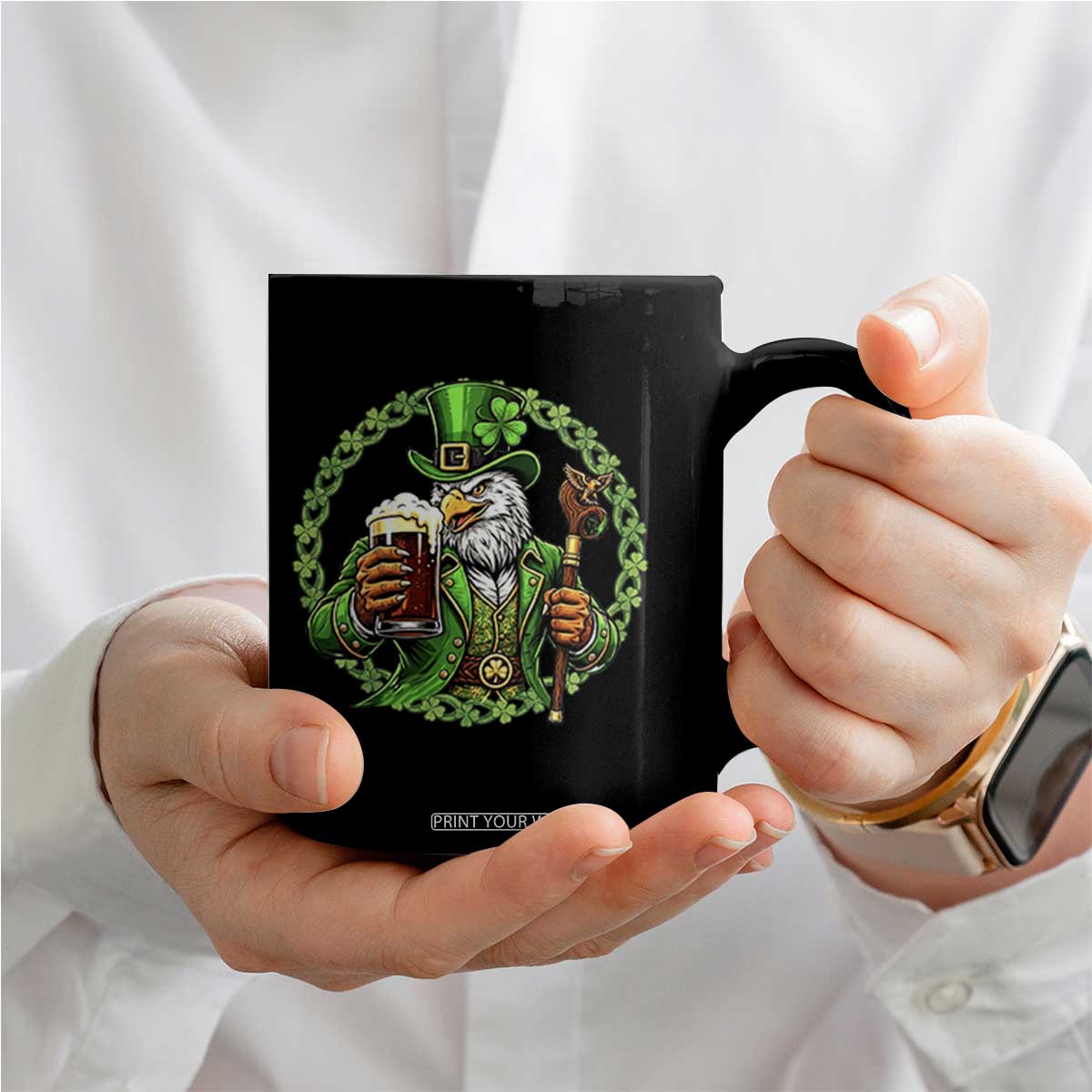 Irish Patriotic Eagle Leprechaun Coffee Mug St Patricks Day Gift TS12 Print Your Wear