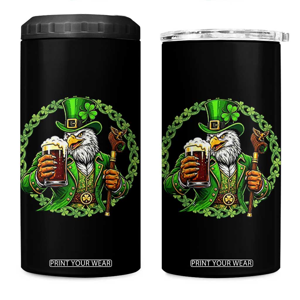 Irish Patriotic Eagle Leprechaun 4 in 1 Can Cooler Tumbler St Patricks Day Gift TS12 One Size: 16 oz Black Print Your Wear