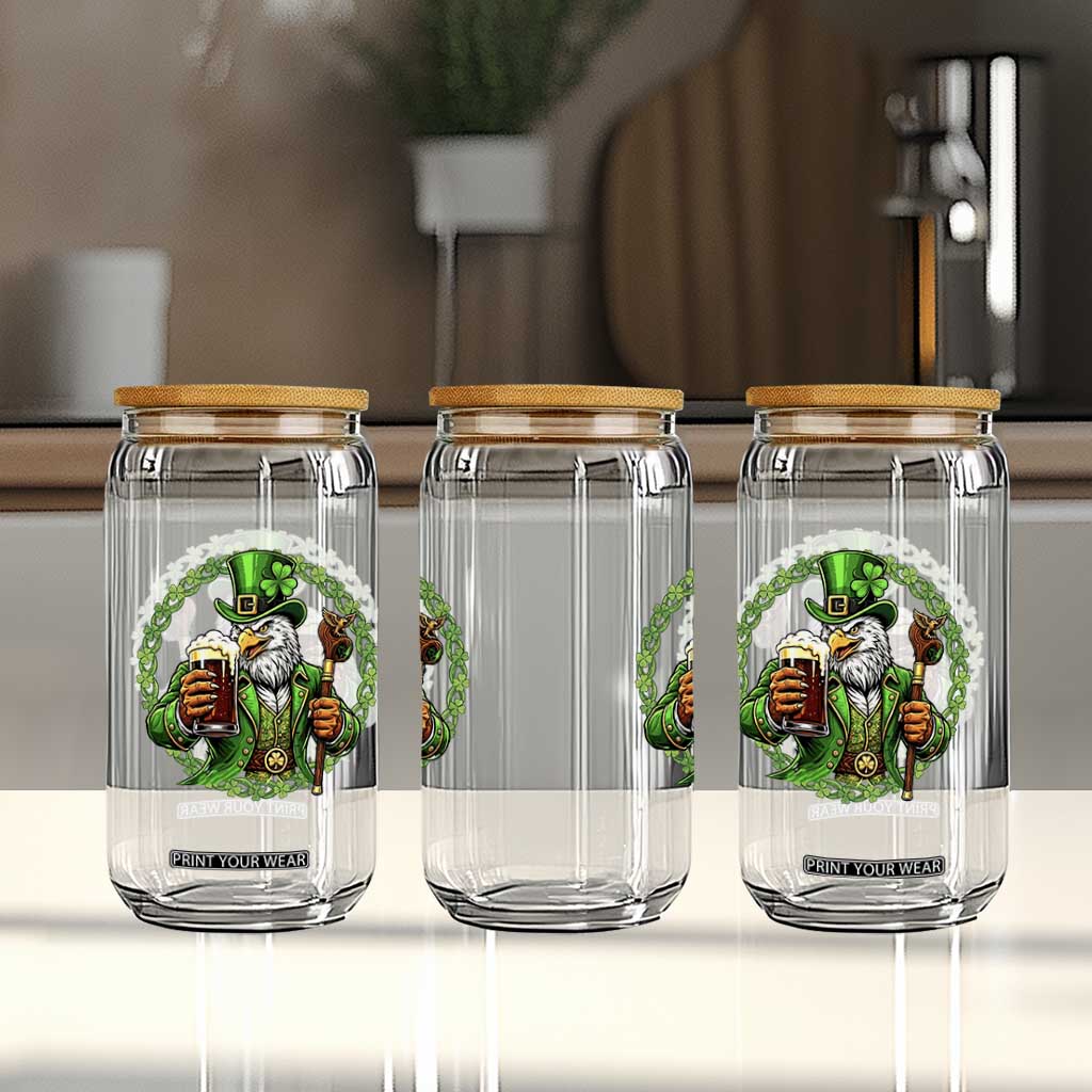 Irish Patriotic Eagle Leprechaun Glass Can St Patricks Day Gift TS12 Print Your Wear