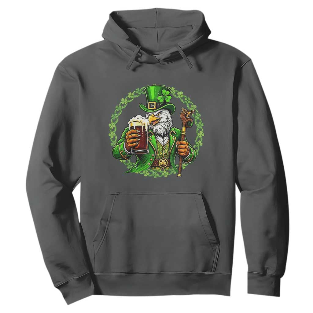 Irish Patriotic Eagle Leprechaun Hoodie St Patricks Day Gift TS12 Dark Heather Print Your Wear