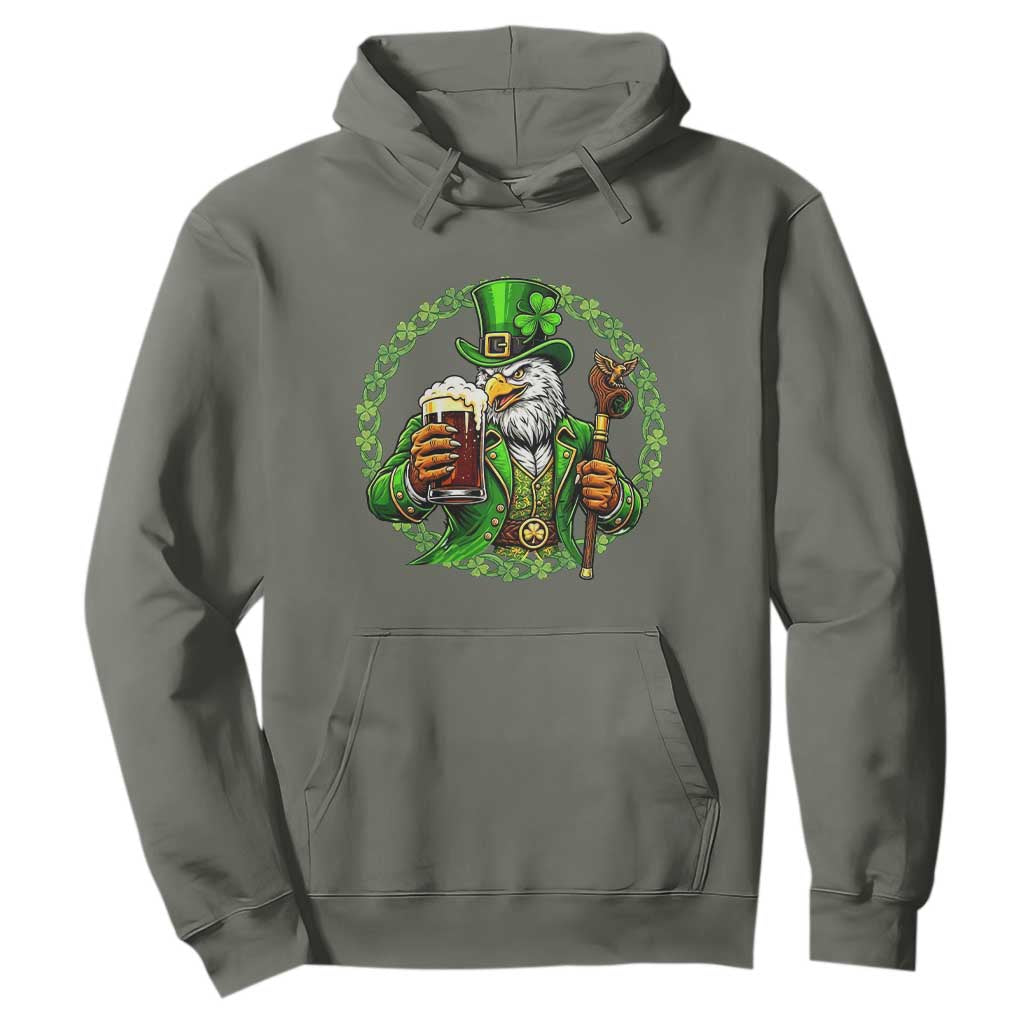 Irish Patriotic Eagle Leprechaun Hoodie St Patricks Day Gift TS12 Military Green Print Your Wear