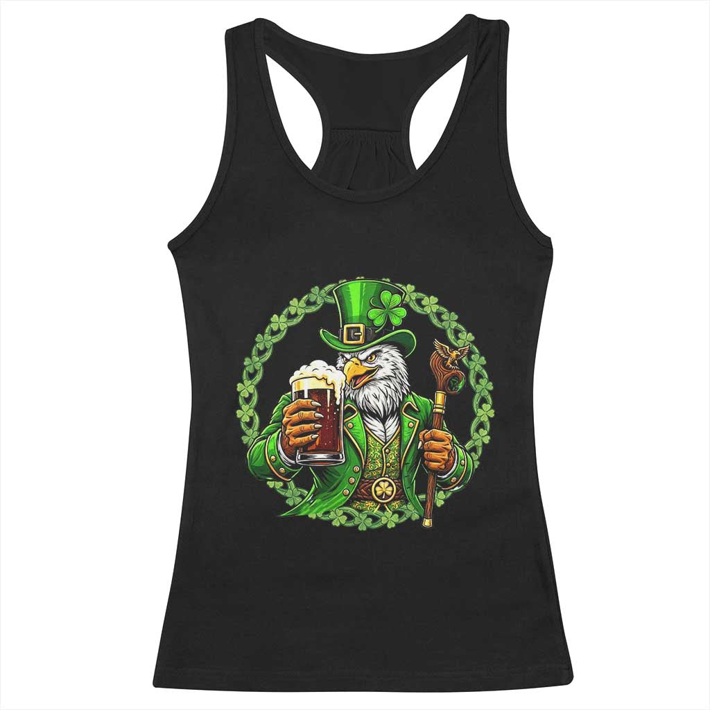 Irish Patriotic Eagle Leprechaun Racerback Tank Top St Patricks Day Gift TS12 Black Print Your Wear
