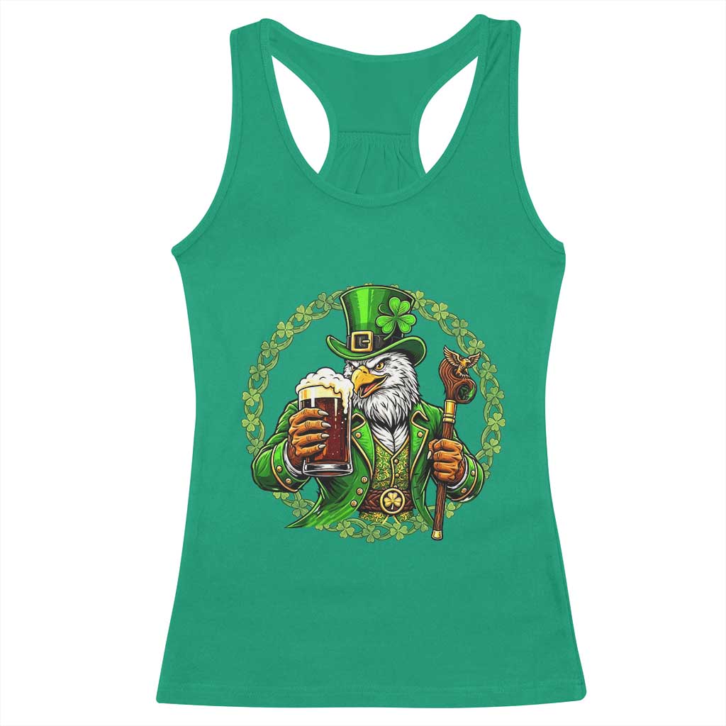 Irish Patriotic Eagle Leprechaun Racerback Tank Top St Patricks Day Gift TS12 Irish Green Print Your Wear