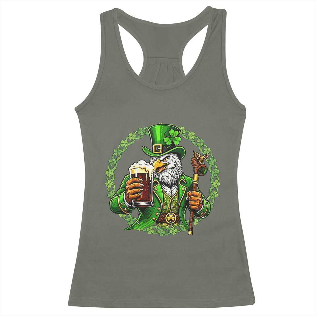 Irish Patriotic Eagle Leprechaun Racerback Tank Top St Patricks Day Gift TS12 Military Green Print Your Wear