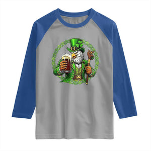 Irish Patriotic Eagle Leprechaun Raglan Shirt St Patricks Day Gift TS12 Sport Gray Royal Print Your Wear