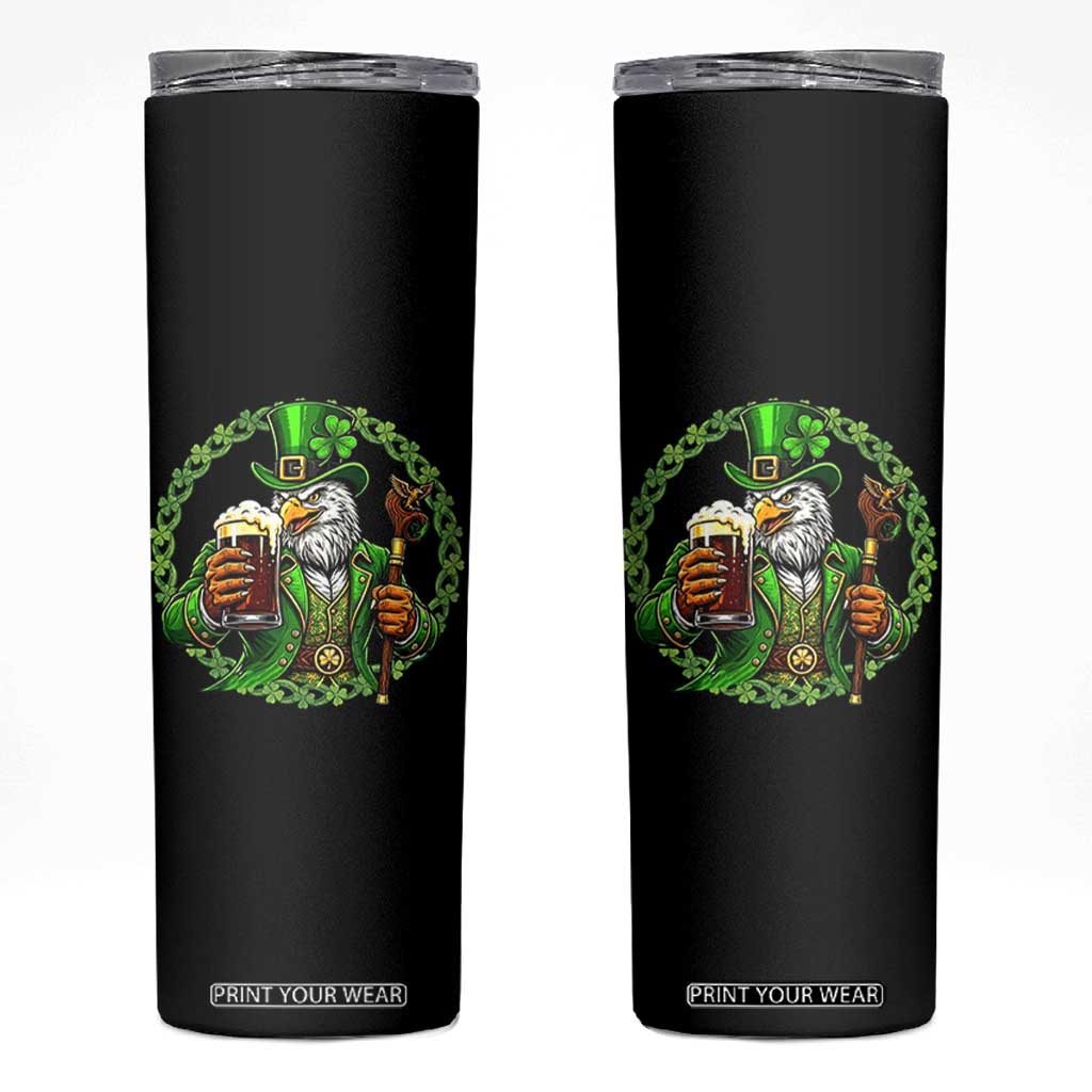 Irish Patriotic Eagle Leprechaun Skinny Tumbler St Patricks Day Gift TS12 Black Print Your Wear
