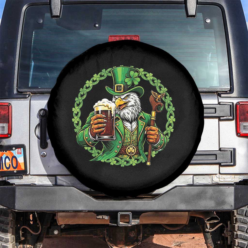 Irish Patriotic Eagle Leprechaun Spare Tire Cover St Patricks Day Gift TS12 No hole Black Print Your Wear