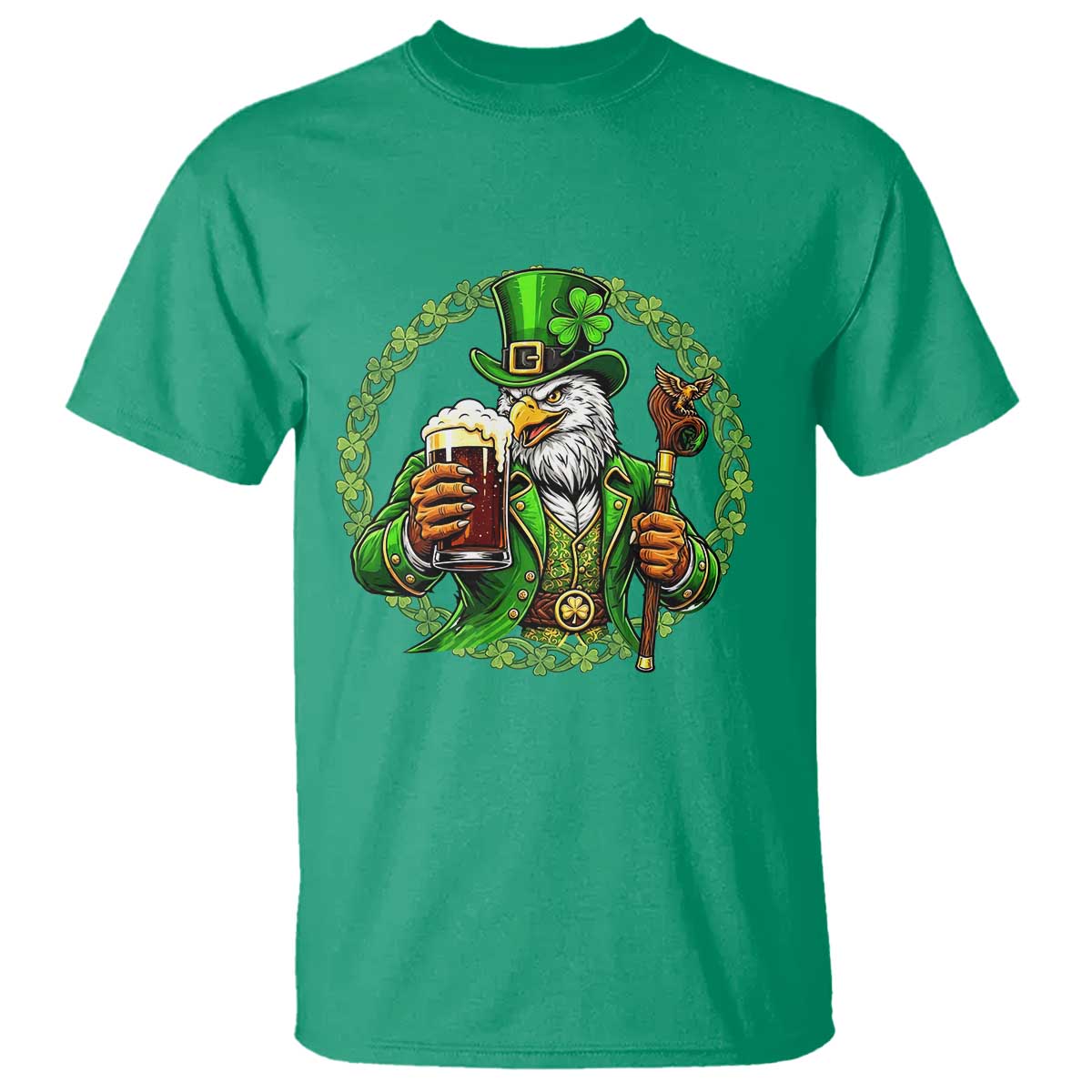 Irish Patriotic Eagle Leprechaun T Shirt St Patricks Day Gift TS12 Irish Green Print Your Wear
