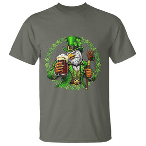 Irish Patriotic Eagle Leprechaun T Shirt St Patricks Day Gift TS12 Military Green Print Your Wear