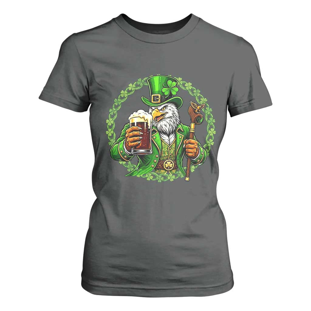 Irish Patriotic Eagle Leprechaun T Shirt For Women St Patricks Day Gift TS12 Dark Heather Print Your Wear