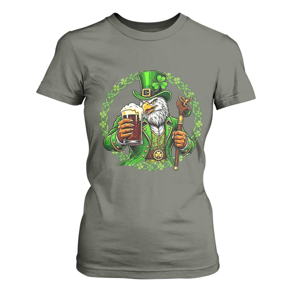 Irish Patriotic Eagle Leprechaun T Shirt For Women St Patricks Day Gift TS12 Military Green Print Your Wear