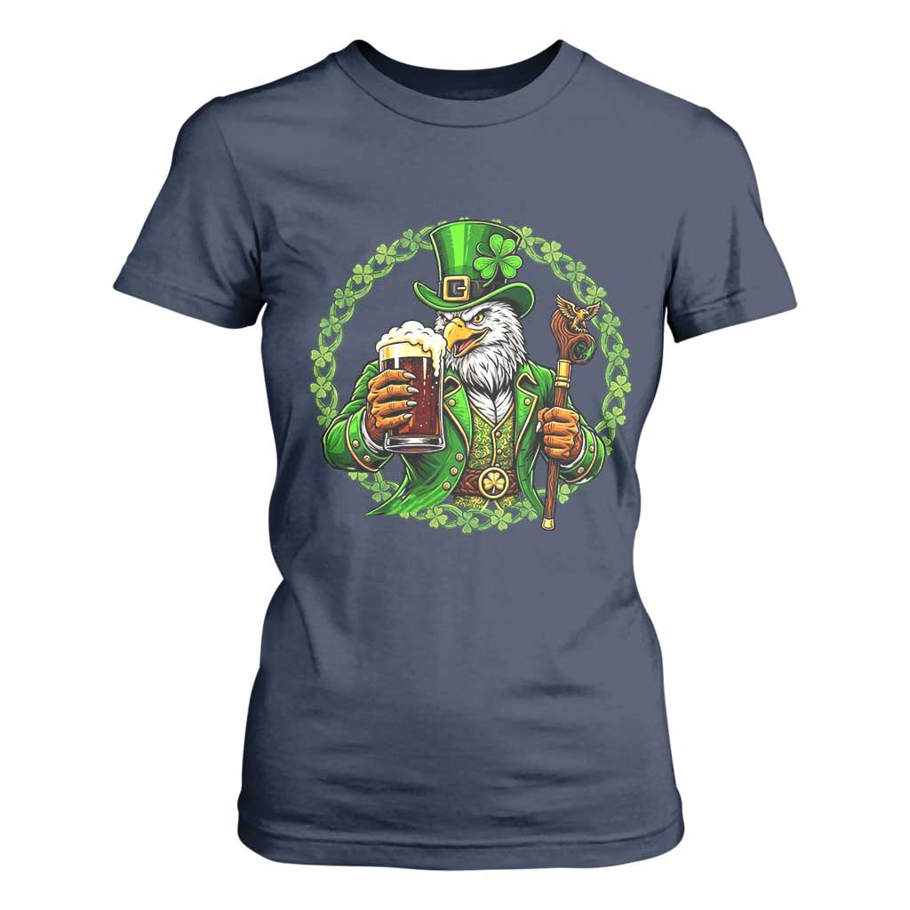 Irish Patriotic Eagle Leprechaun T Shirt For Women St Patricks Day Gift TS12 Navy Print Your Wear