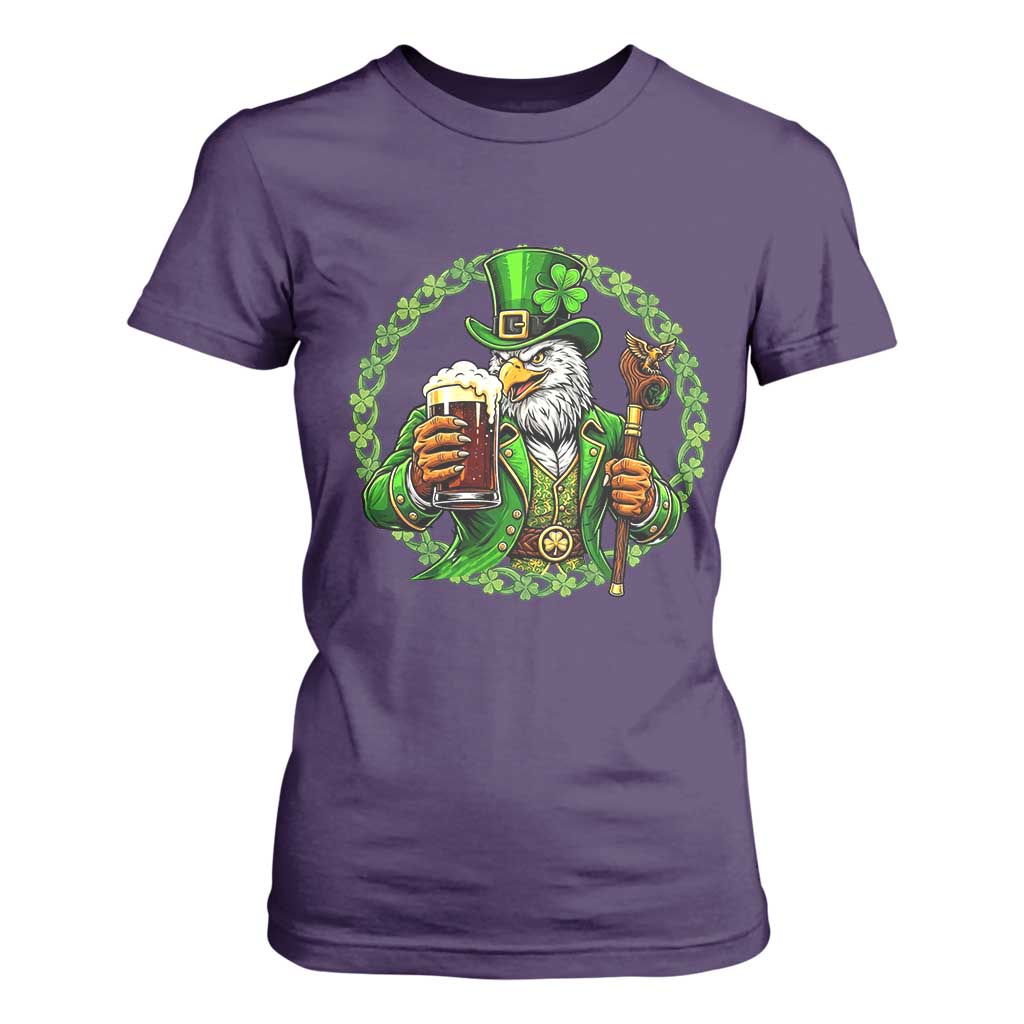 Irish Patriotic Eagle Leprechaun T Shirt For Women St Patricks Day Gift TS12 Purple Print Your Wear