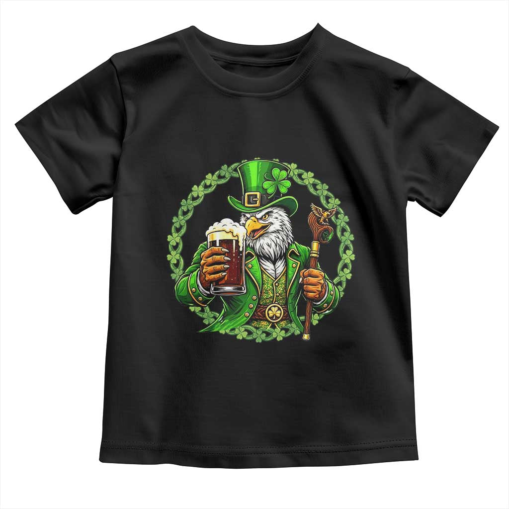 Irish Patriotic Eagle Leprechaun Toddler T Shirt St Patricks Day Gift TS12 Black Print Your Wear