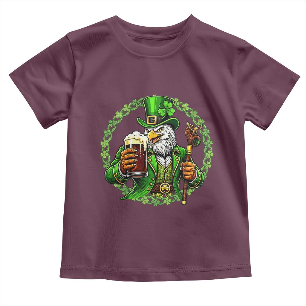 Irish Patriotic Eagle Leprechaun Toddler T Shirt St Patricks Day Gift TS12 Maroon Print Your Wear