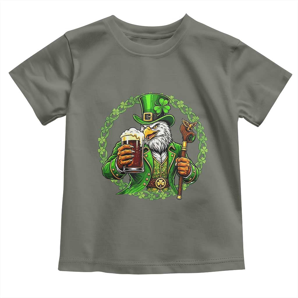 Irish Patriotic Eagle Leprechaun Toddler T Shirt St Patricks Day Gift TS12 Military Green Print Your Wear