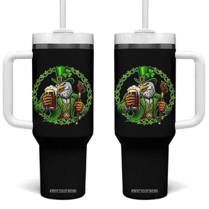 Irish Patriotic Eagle Leprechaun Tumbler With Handle St Patricks Day Gift TS12 One Size: 40 oz Black Print Your Wear
