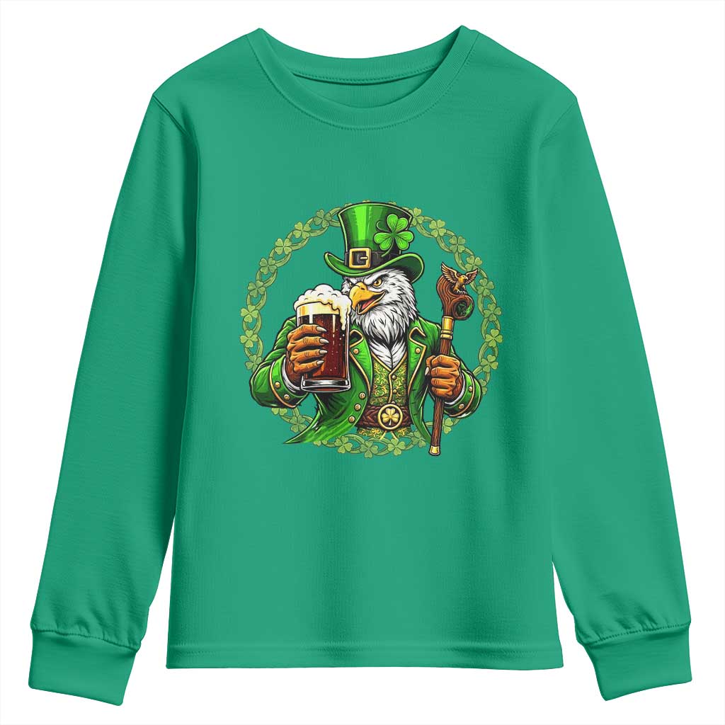 Irish Patriotic Eagle Leprechaun Youth Sweatshirt St Patricks Day Gift TS12 Irish Green Print Your Wear
