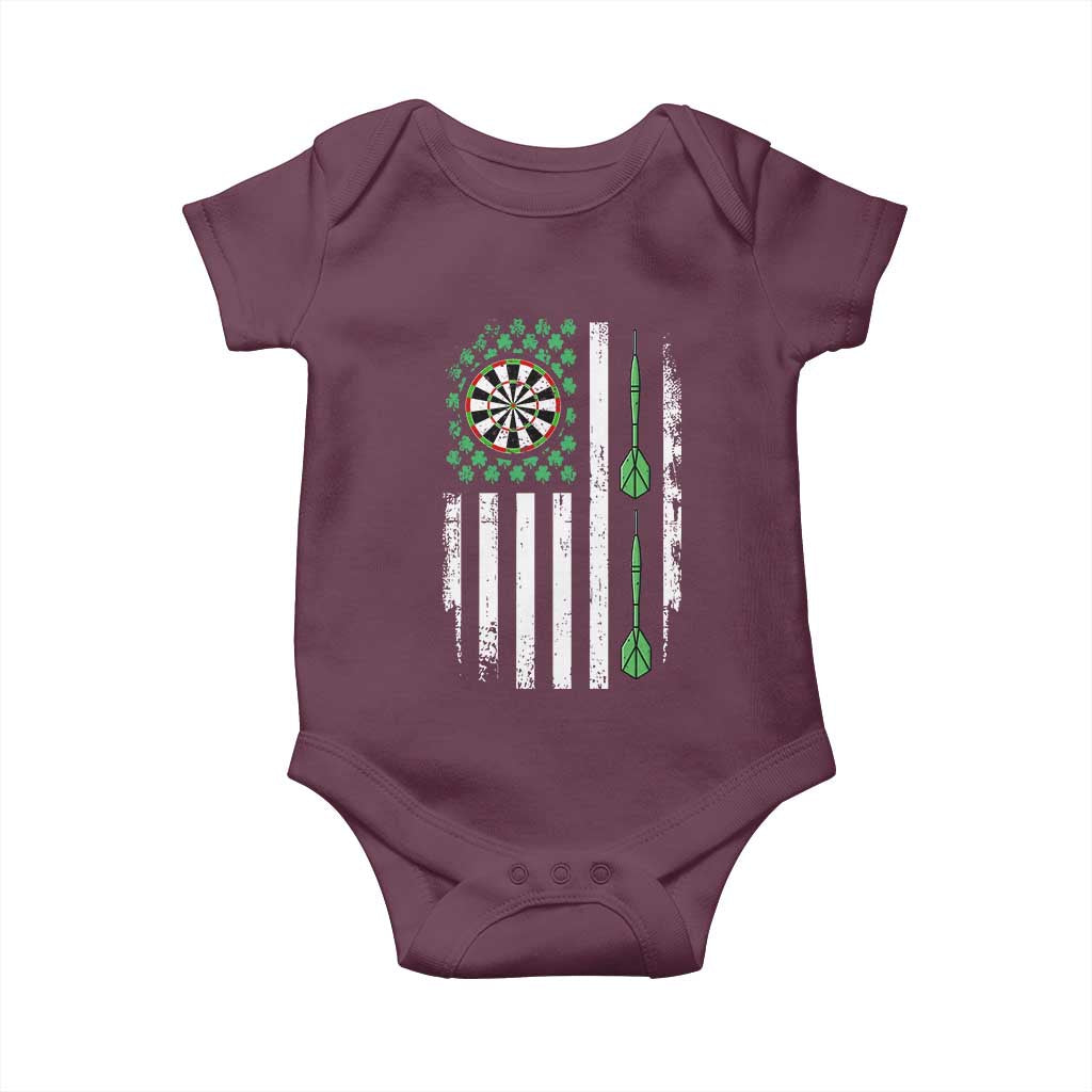 Irish American Darts Shamrock Flag Gift Baby Onesie TS12 Maroon Print Your Wear
