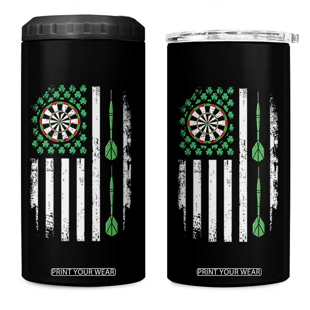 Irish American Darts Shamrock Flag Gift 4 in 1 Can Cooler Tumbler TS12 One Size: 16 oz Black Print Your Wear
