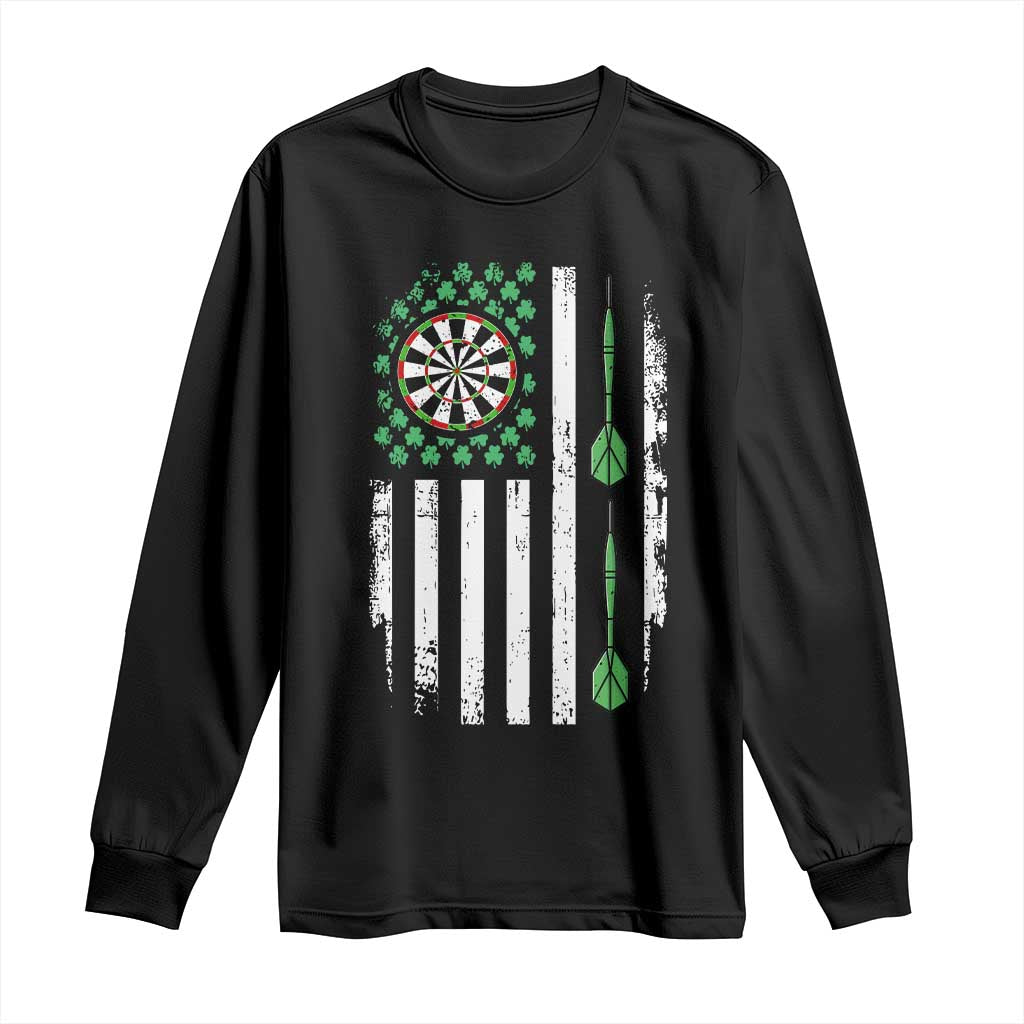Irish American Darts Shamrock Flag Gift Long Sleeve Shirt TS12 Black Print Your Wear