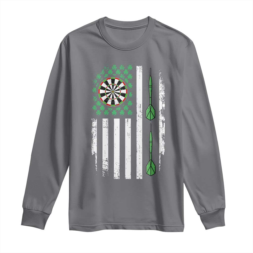 Irish American Darts Shamrock Flag Gift Long Sleeve Shirt TS12 Charcoal Print Your Wear