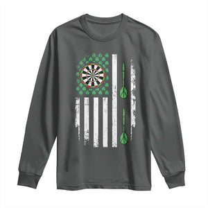 Irish American Darts Shamrock Flag Gift Long Sleeve Shirt TS12 Dark Heather Print Your Wear