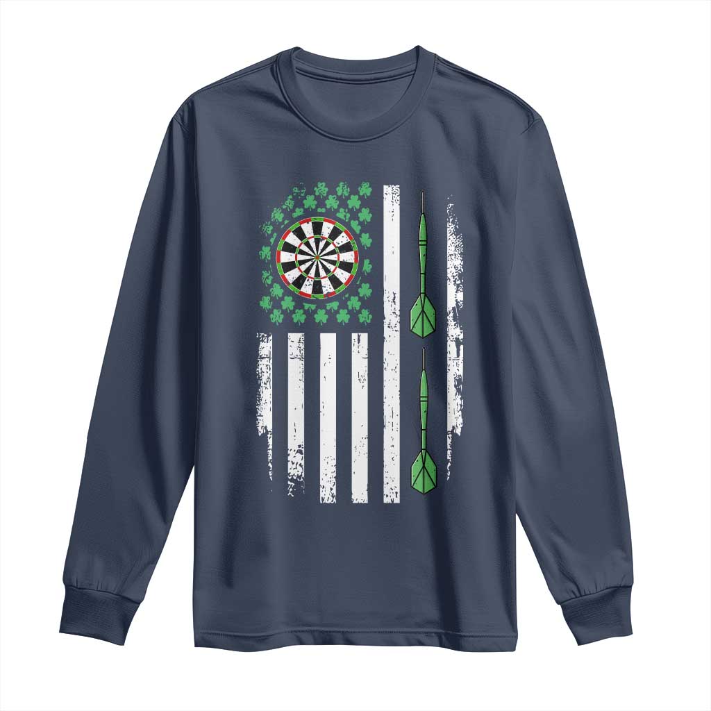 Irish American Darts Shamrock Flag Gift Long Sleeve Shirt TS12 Navy Print Your Wear