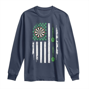 Irish American Darts Shamrock Flag Gift Long Sleeve Shirt TS12 Navy Print Your Wear