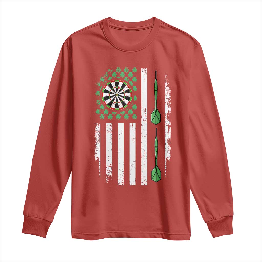 Irish American Darts Shamrock Flag Gift Long Sleeve Shirt TS12 Red Print Your Wear