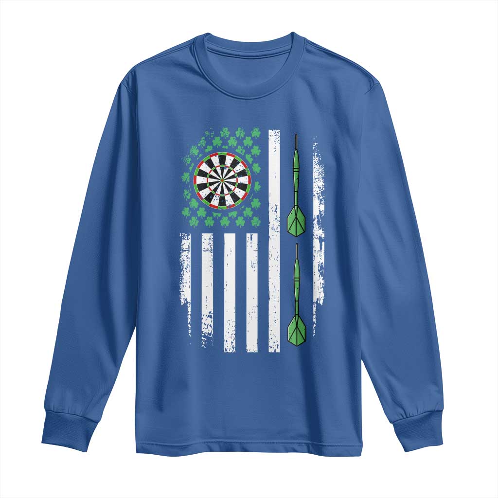 Irish American Darts Shamrock Flag Gift Long Sleeve Shirt TS12 Royal Blue Print Your Wear