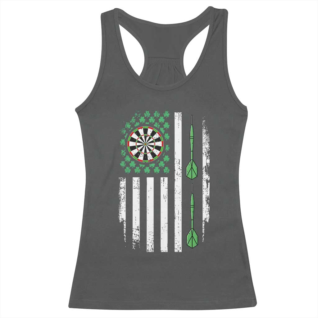 Irish American Darts Shamrock Flag Gift Racerback Tank Top TS12 Dark Heather Print Your Wear