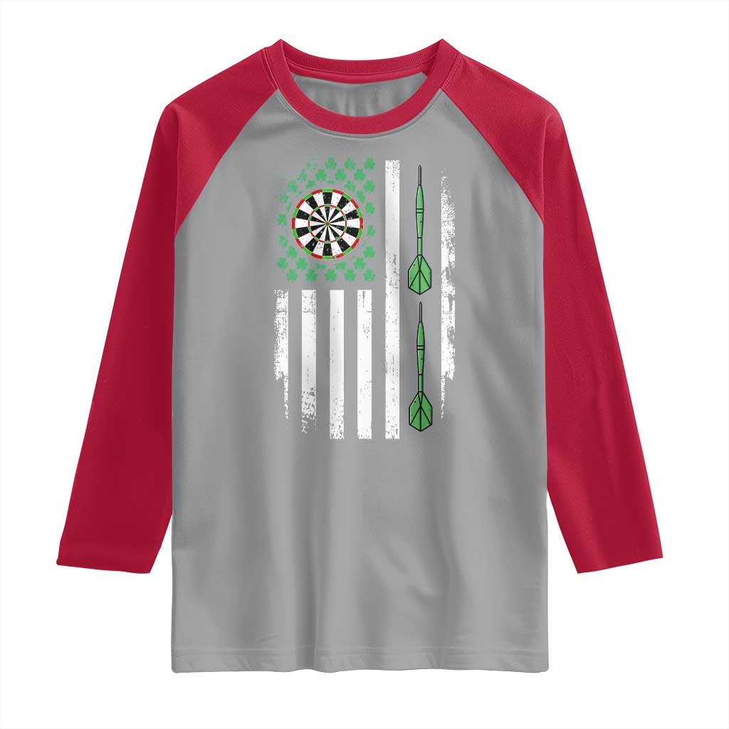 Irish American Darts Shamrock Flag Gift Raglan Shirt TS12 Sport Gray Red Print Your Wear