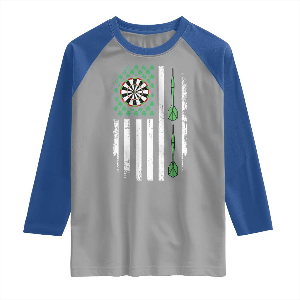 Irish American Darts Shamrock Flag Gift Raglan Shirt TS12 Sport Gray Royal Print Your Wear