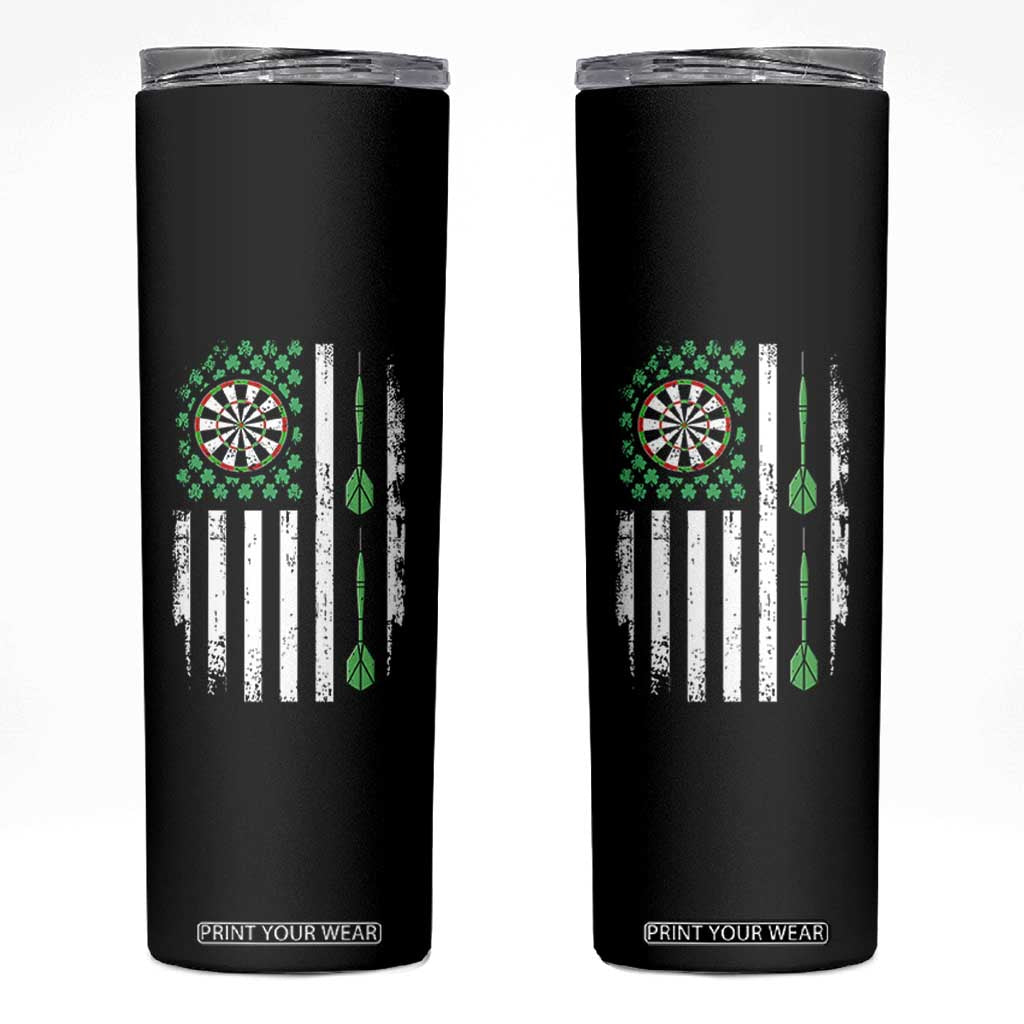 Irish American Darts Shamrock Flag Gift Skinny Tumbler TS12 Black Print Your Wear