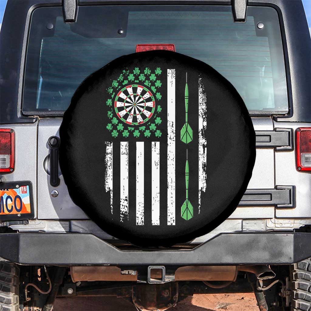 Irish American Darts Shamrock Flag Gift Spare Tire Cover TS12 No hole Black Print Your Wear