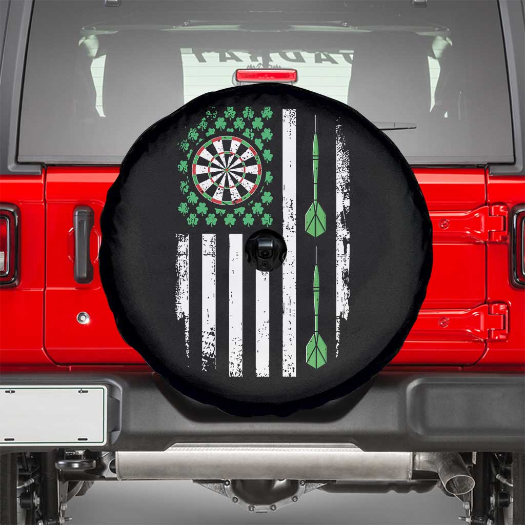 Irish American Darts Shamrock Flag Gift Spare Tire Cover TS12 Black Print Your Wear