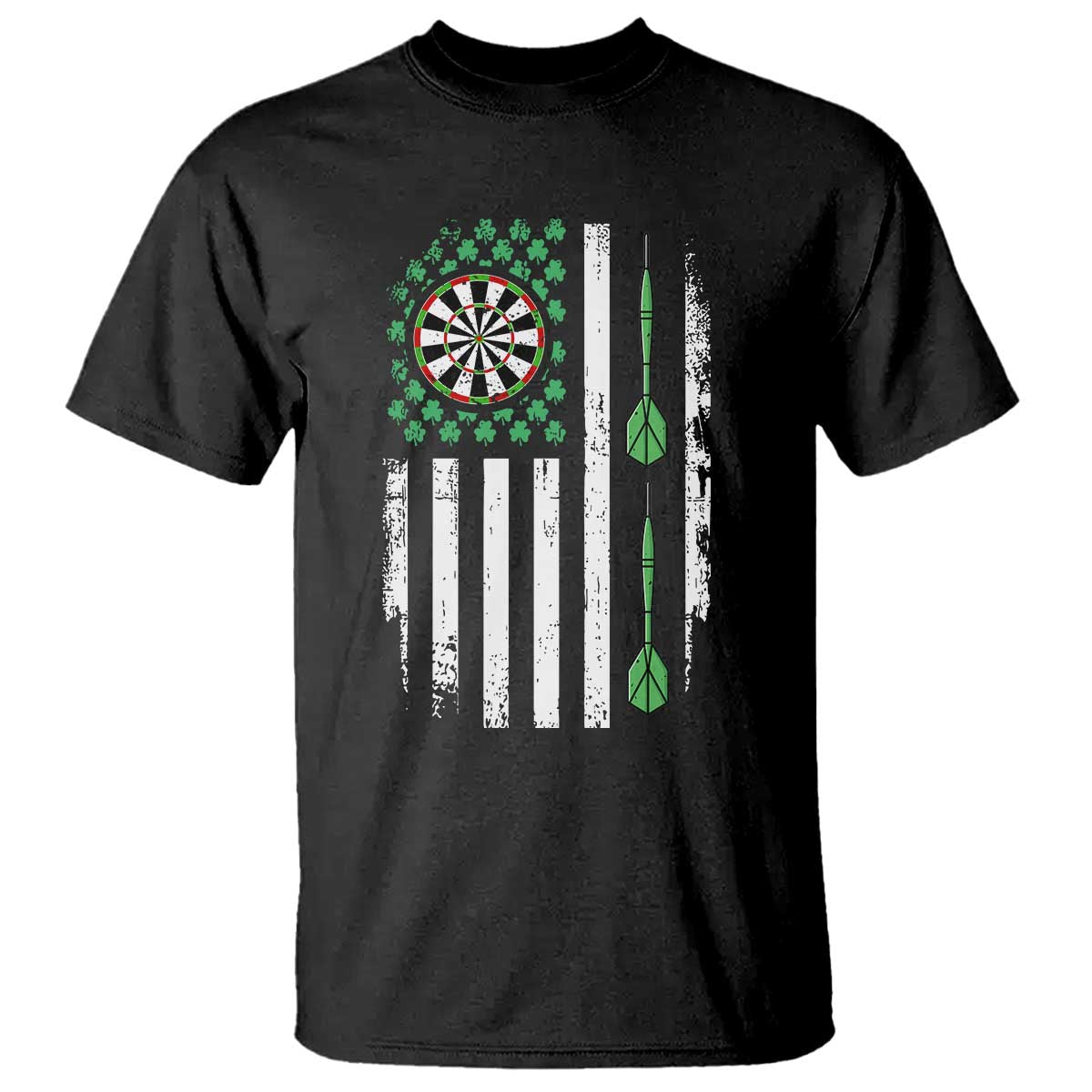 Irish American Darts Shamrock Flag Gift T Shirt TS12 Black Print Your Wear