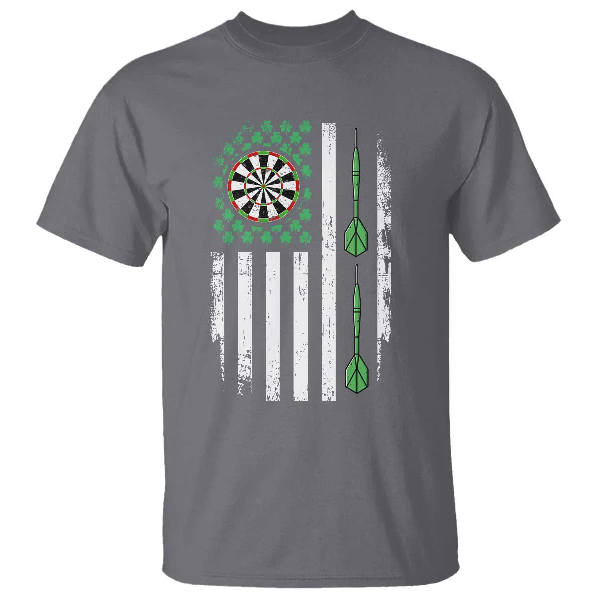 Irish American Darts Shamrock Flag Gift T Shirt TS12 Charcoal Print Your Wear