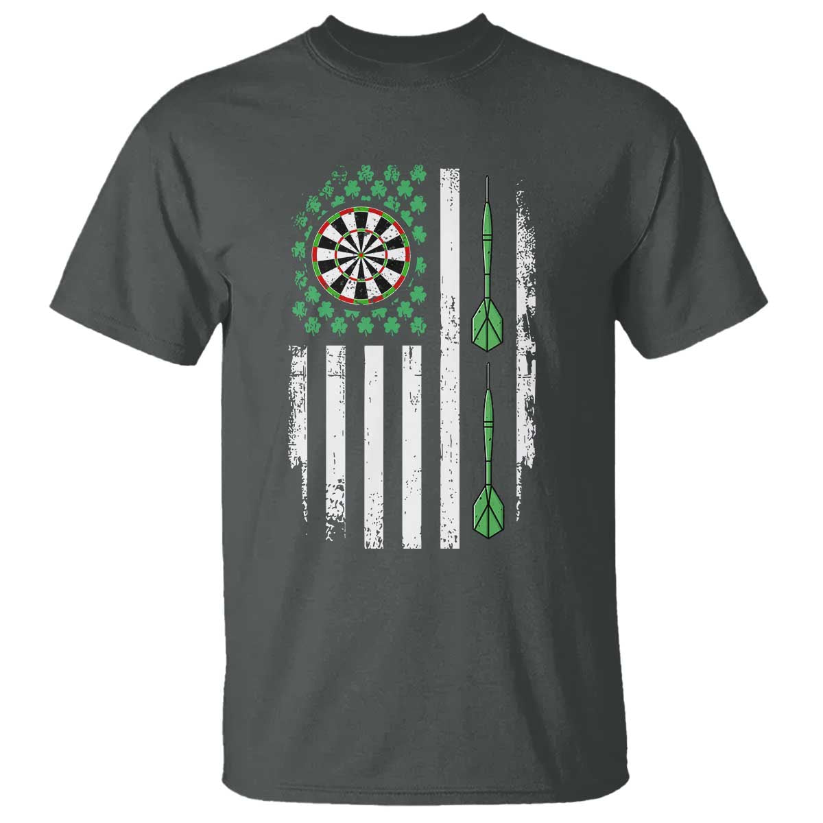 Irish American Darts Shamrock Flag Gift T Shirt TS12 Dark Heather Print Your Wear