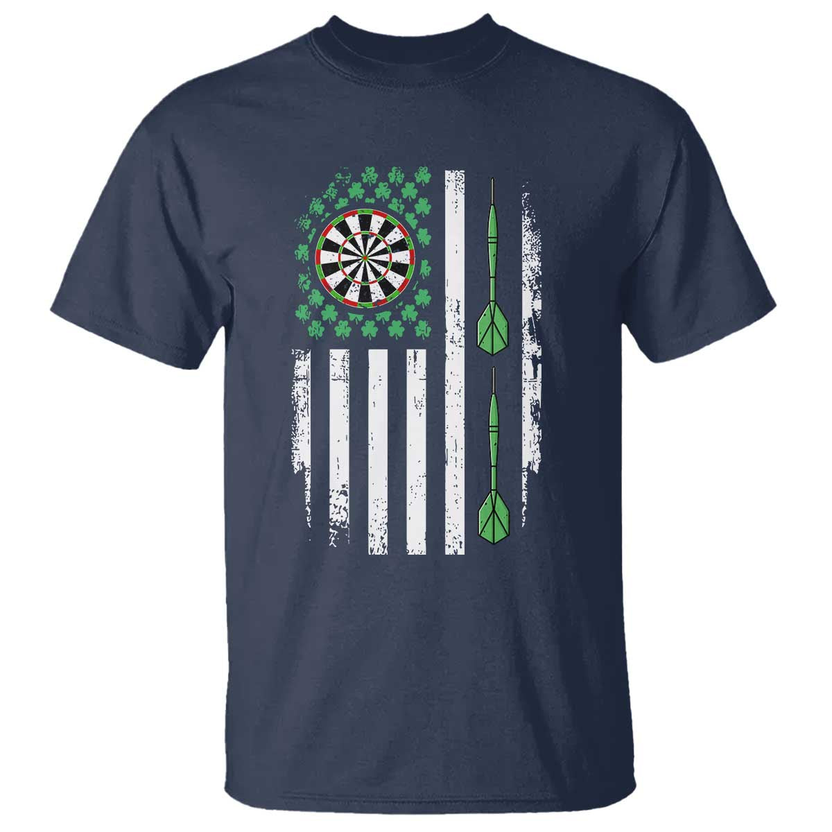 Irish American Darts Shamrock Flag Gift T Shirt TS12 Navy Print Your Wear